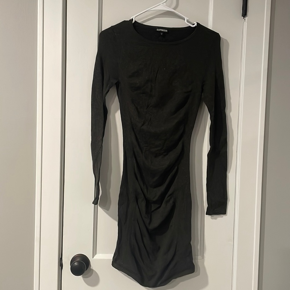 fitted dark green dress